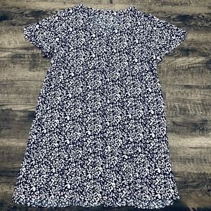 Shiaili Women’s Blue & White Dress Sz 1X Short Sleeve Flowy Ruffle Cover Up E20